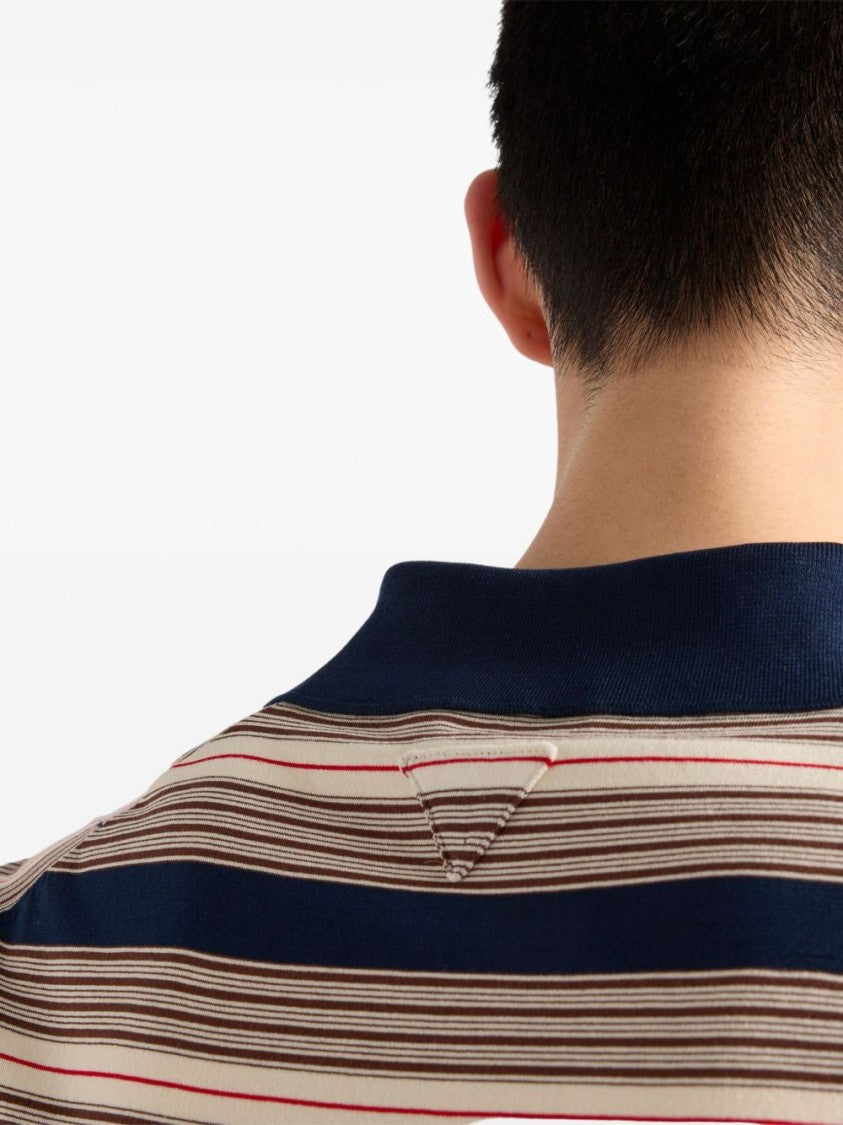 Prada Striped Cotton Slim-Fit Polo Shirt