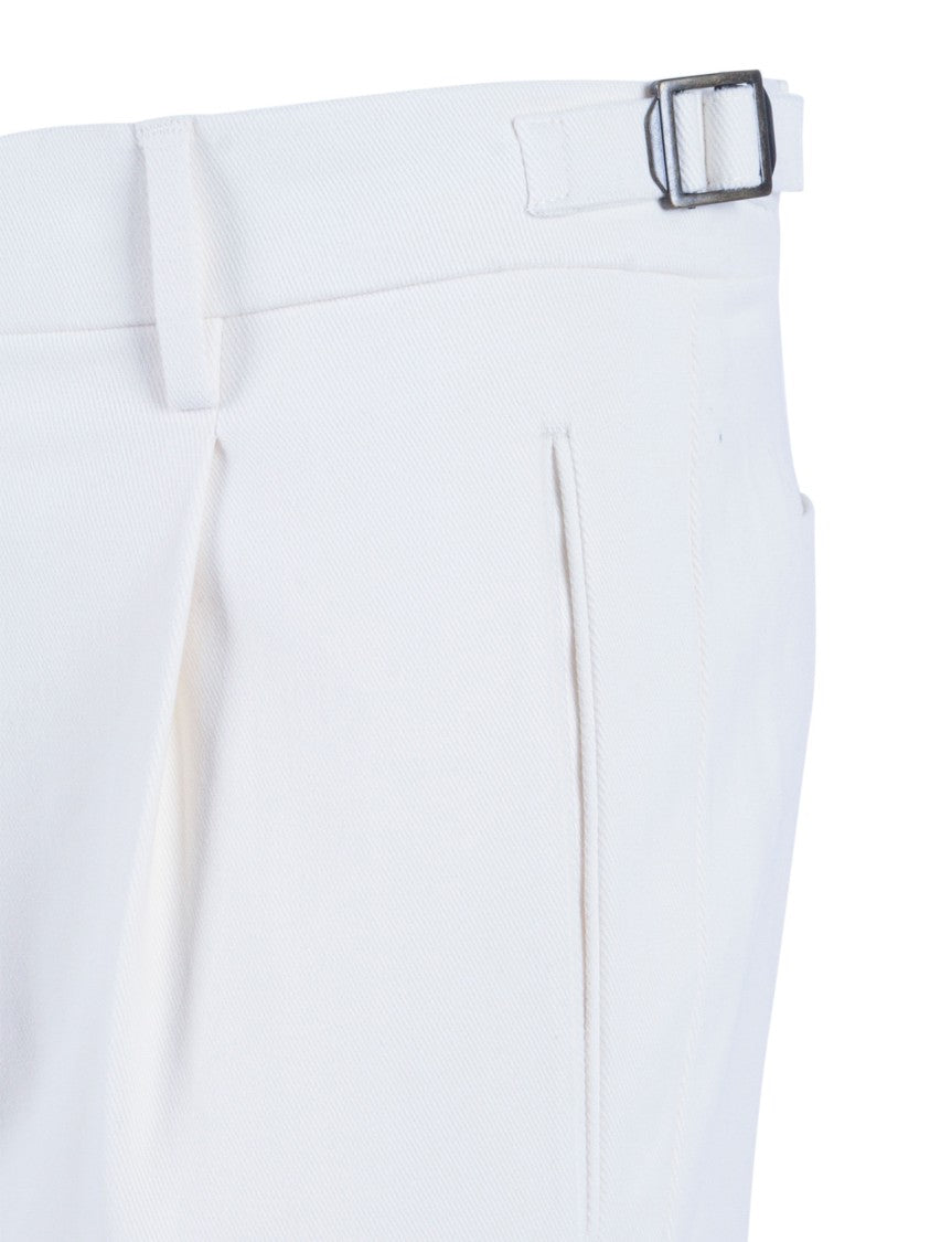 Berwich Tailored White Trousers With Side Adjuster Buckles