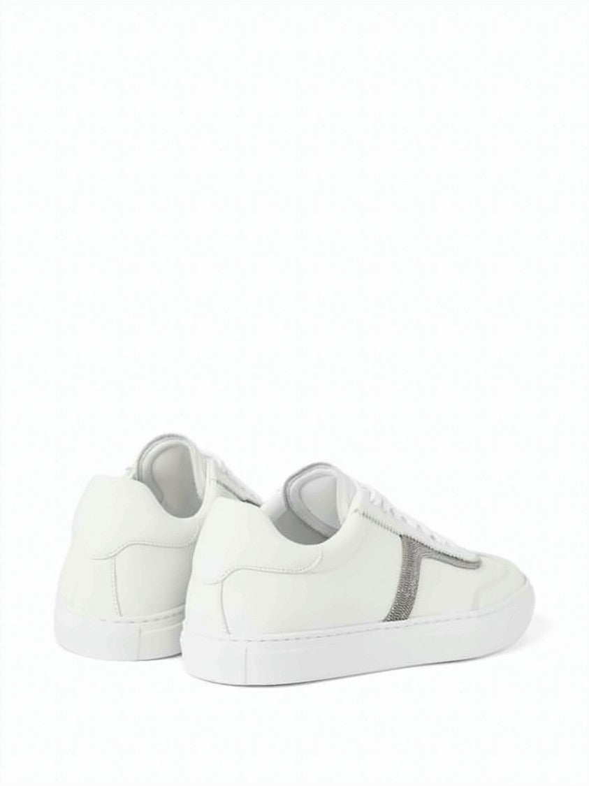 Brunello Cucinelli Low-Top Sneakers With Textured Grey Stripe Detail