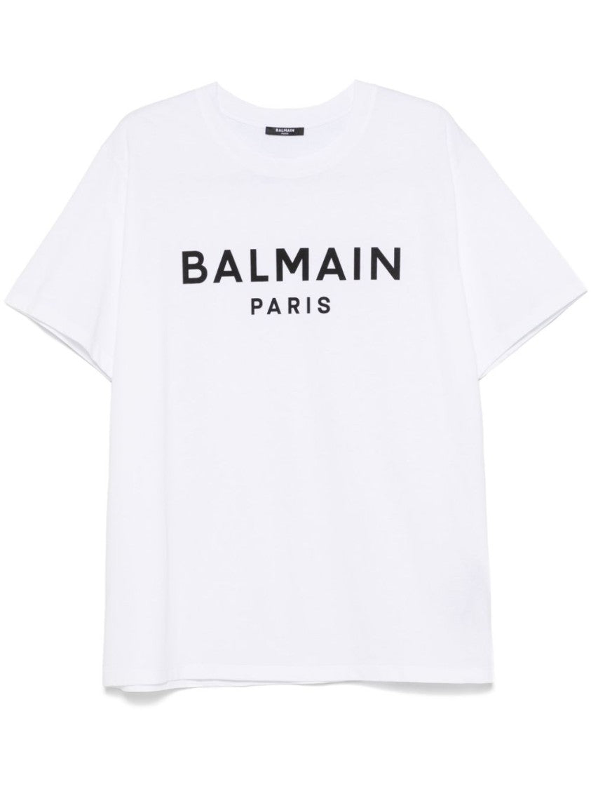 Balmain Crew Neck T-Shirt With Bold Logo Detailing