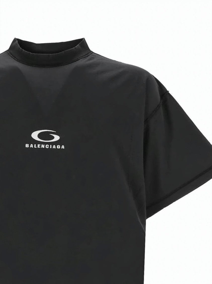 Balenciaga Boxy-Fit Black T-Shirt With High Neckline