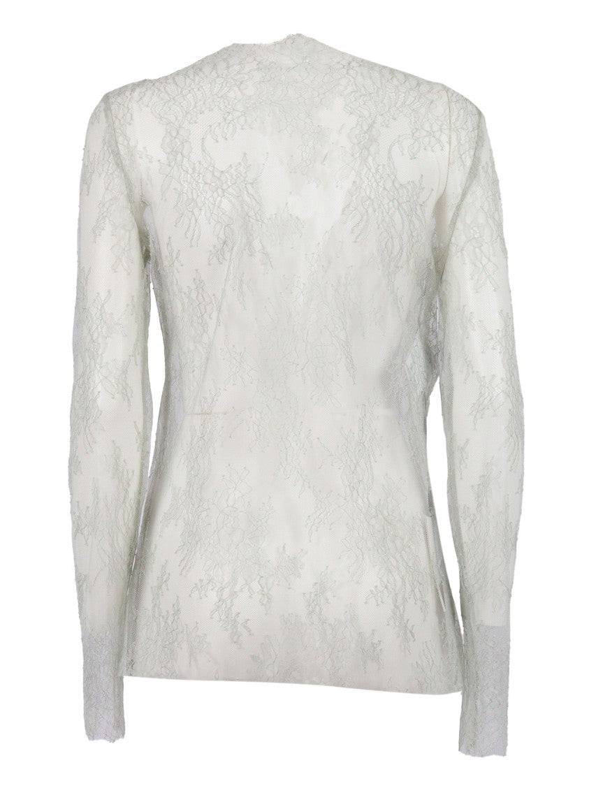 Alberta Ferretti Lace-Detail Long-Sleeved Blouse With Sheer Cuffs