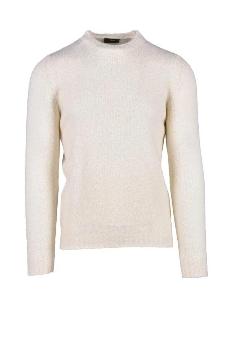 Fama White Wool, Cashmere And Nylon Sweater