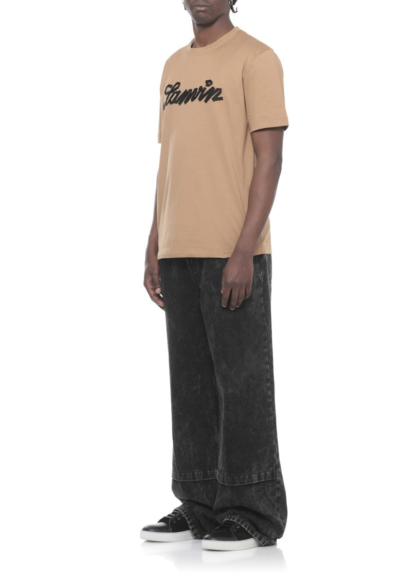 Lanvin Brown Logo Embossed Cotton T-Shirt
