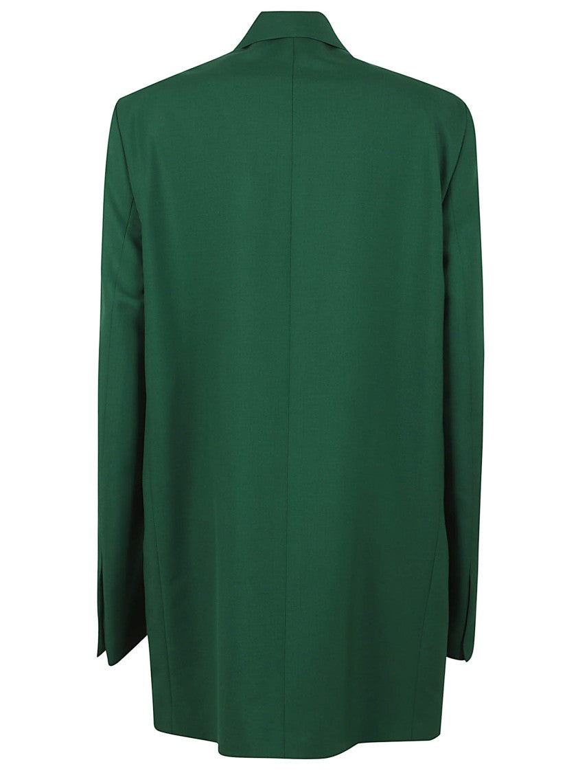Dries Van Noten Tailored Green Wool Blazer With Double-Button Closure