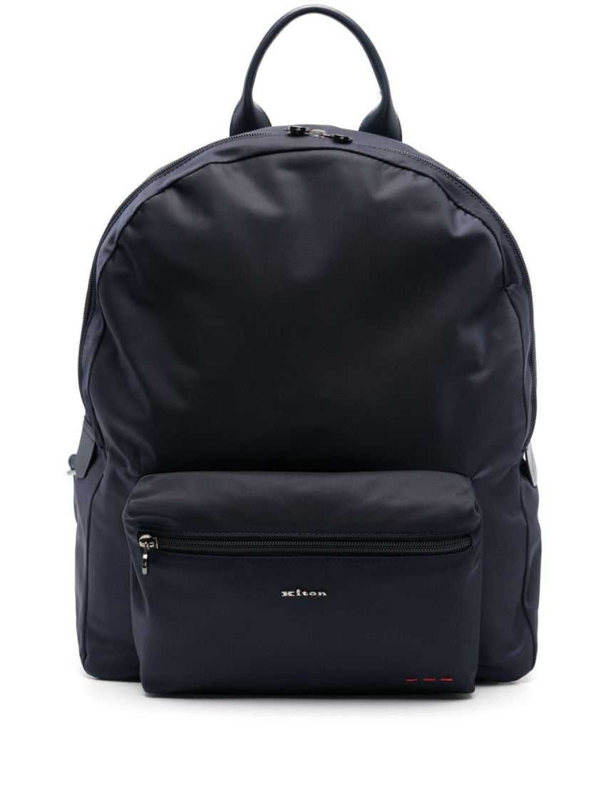 Kiton Navy Blue Backpack With All-Around Zip Fastening And Adjustable Straps