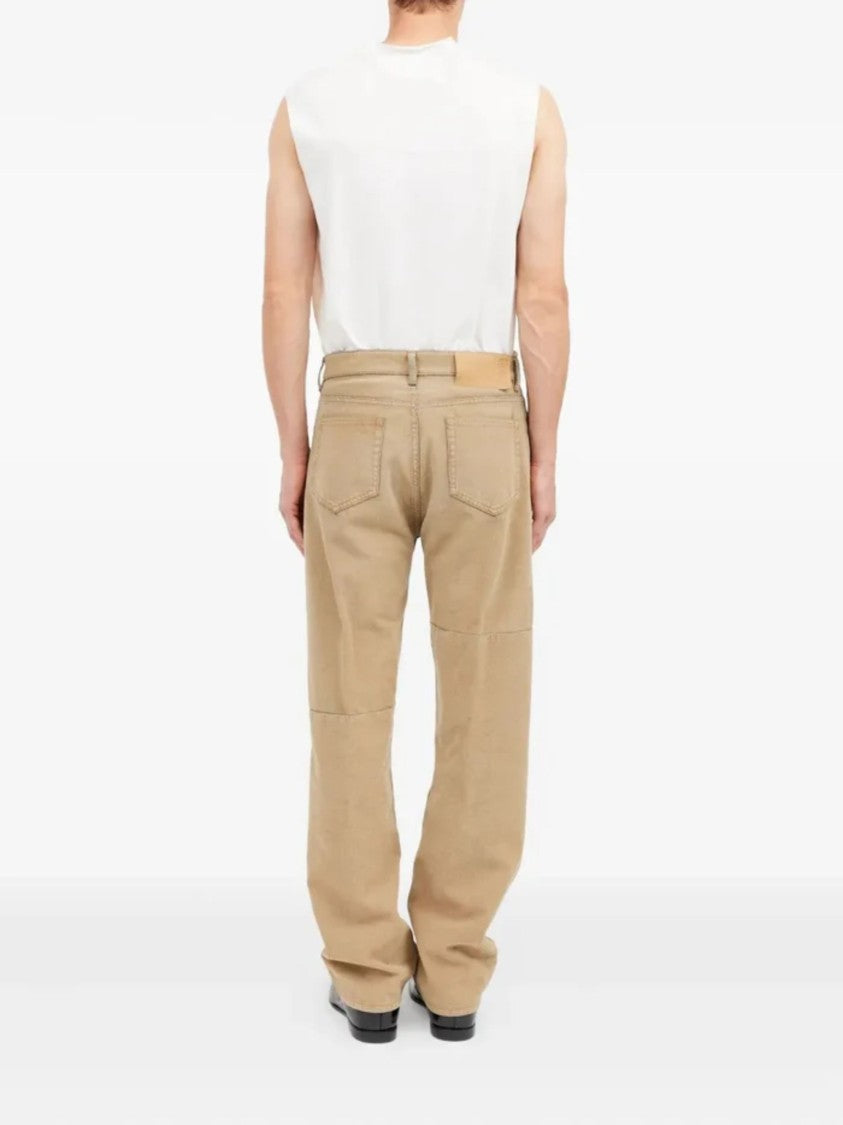 Mm6 By Maison Margiela Beige Knee Stitching Cotton Jeans