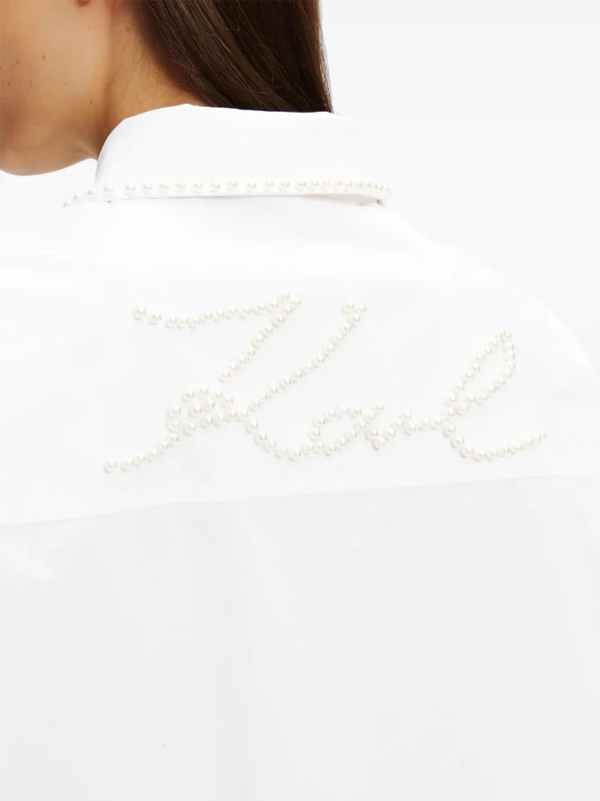 Karl Lagerfeld White Classic Button-Down Structured Collar Shirt