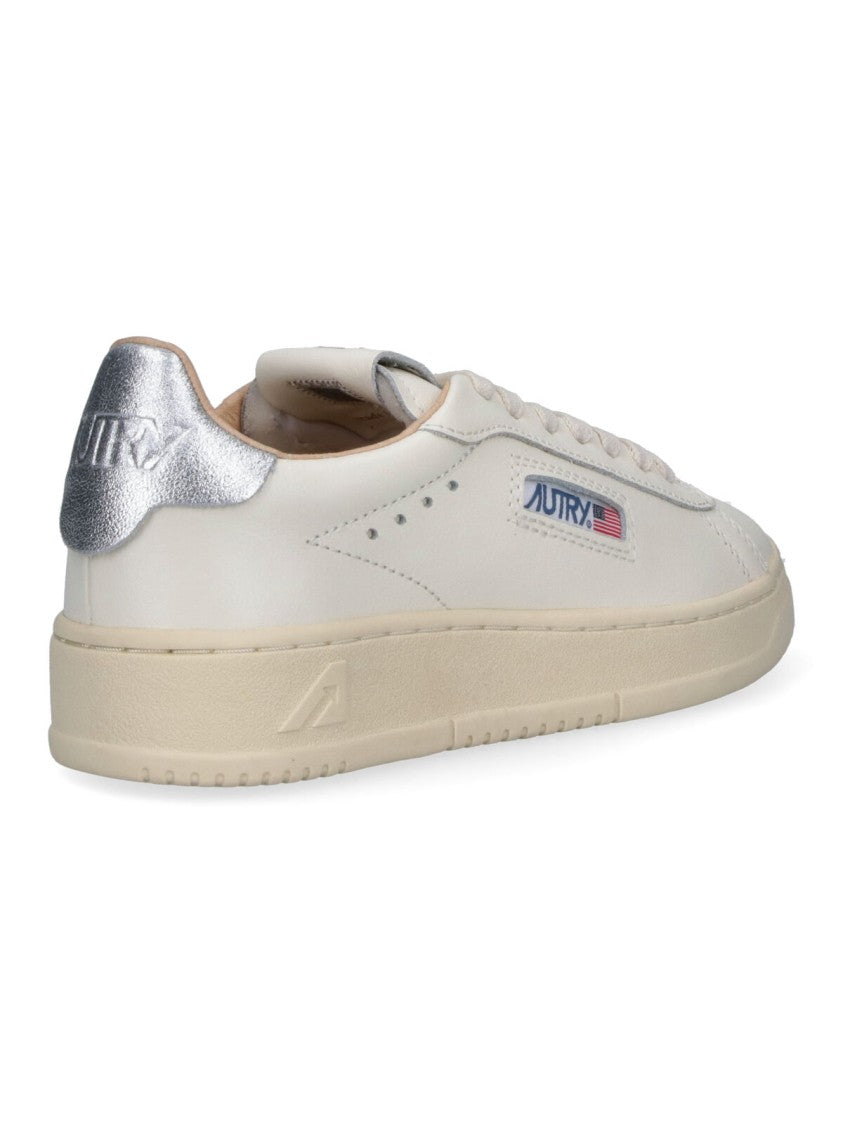 Autry Low-Top Off-White Leather Sneakers With Metallic Accents