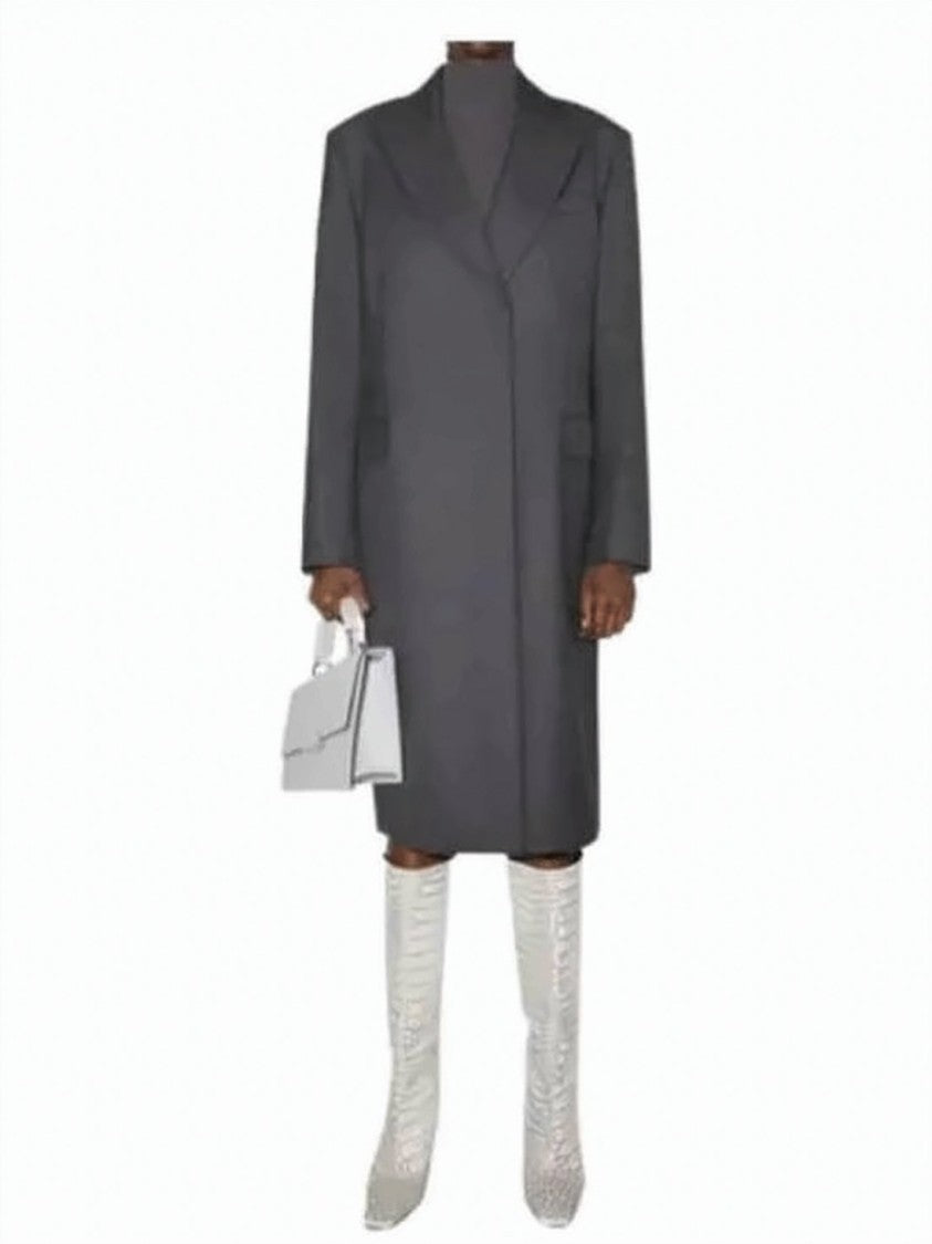 Acne Studios Structured Knee-Length Coat With Notched Lapel And Side Pockets