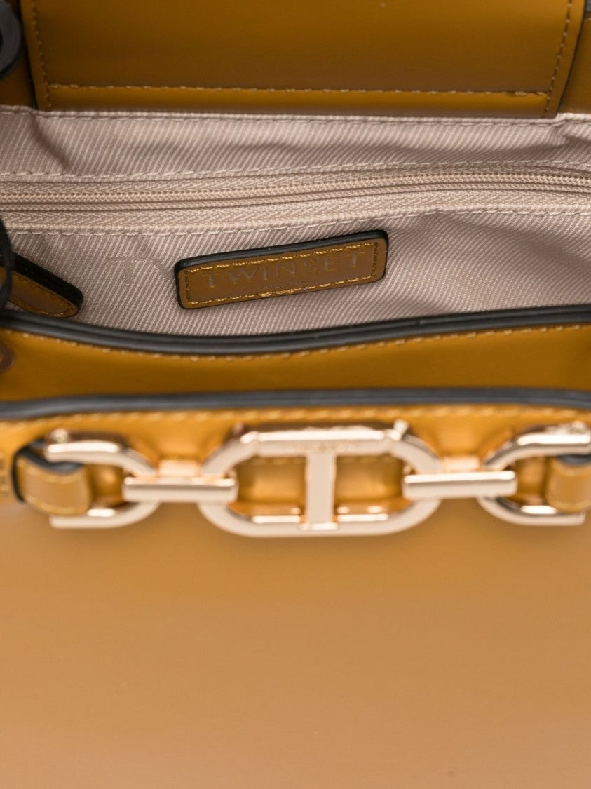 Twin-Set Structured Tote Bag With Polished Hardware And Versatile Straps