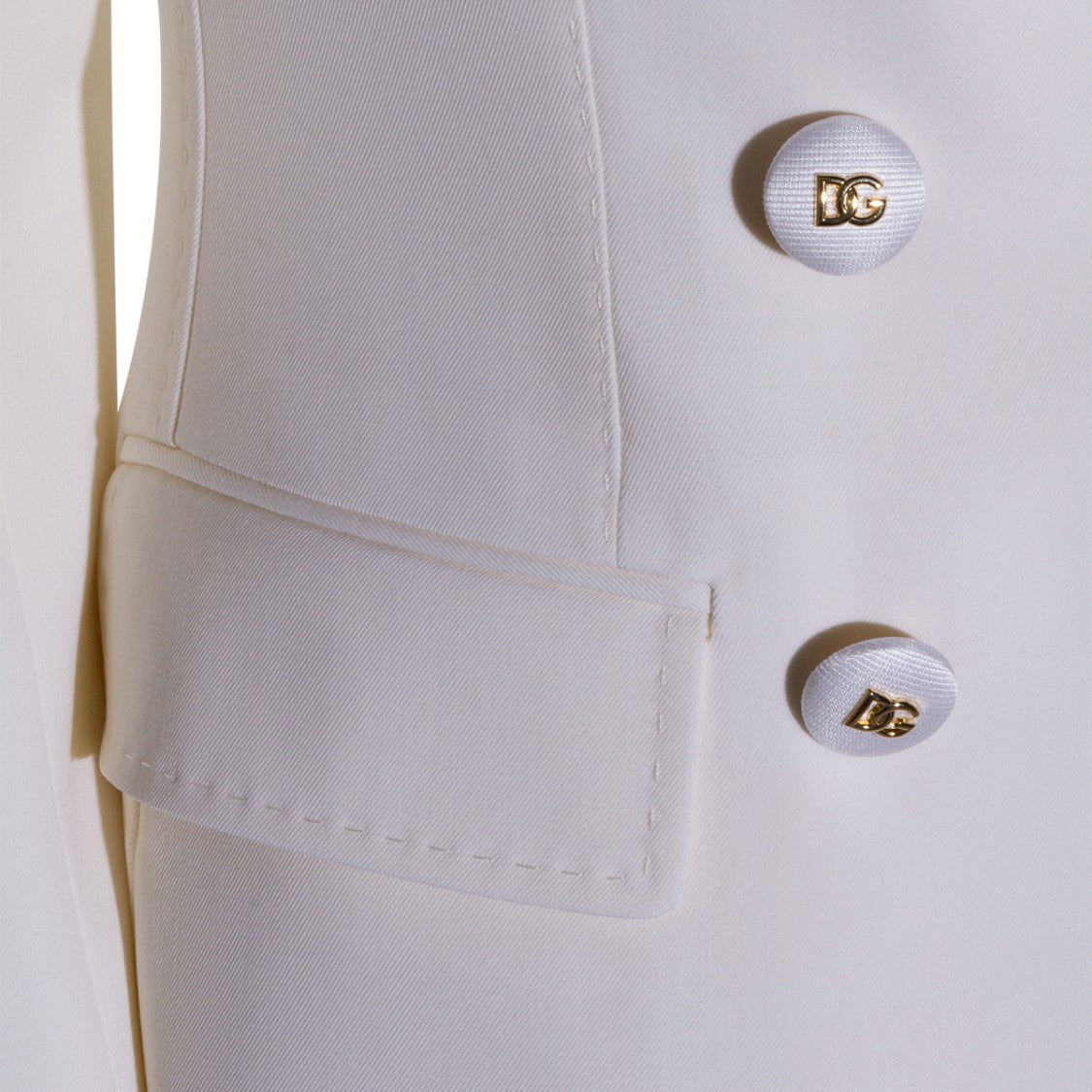 Dolce & Gabbana Double-Breasted White Wool Blazer With Structured Lapel