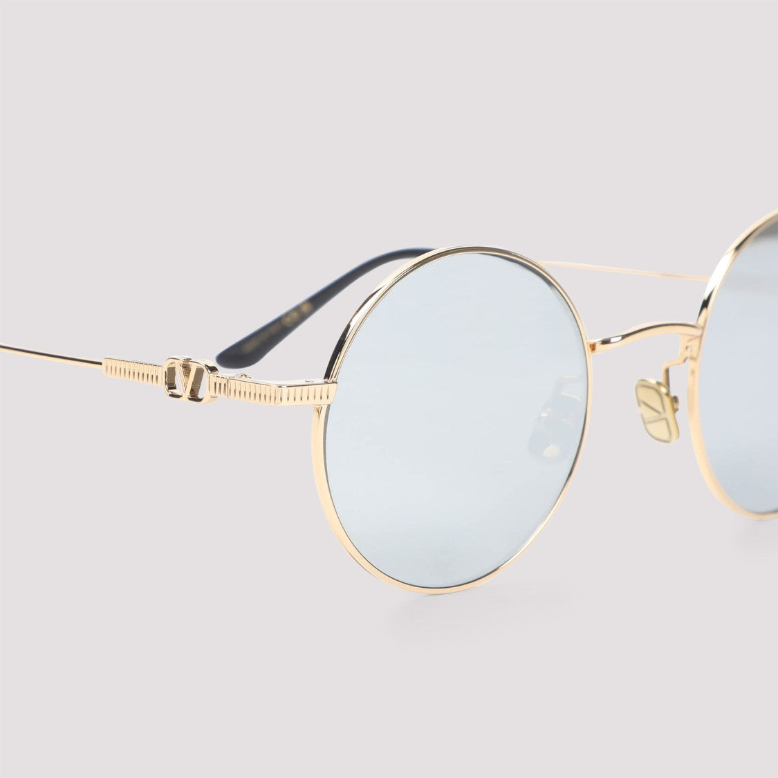 Valentino Garavani Round Metal Sunglasses With Blue Lenses