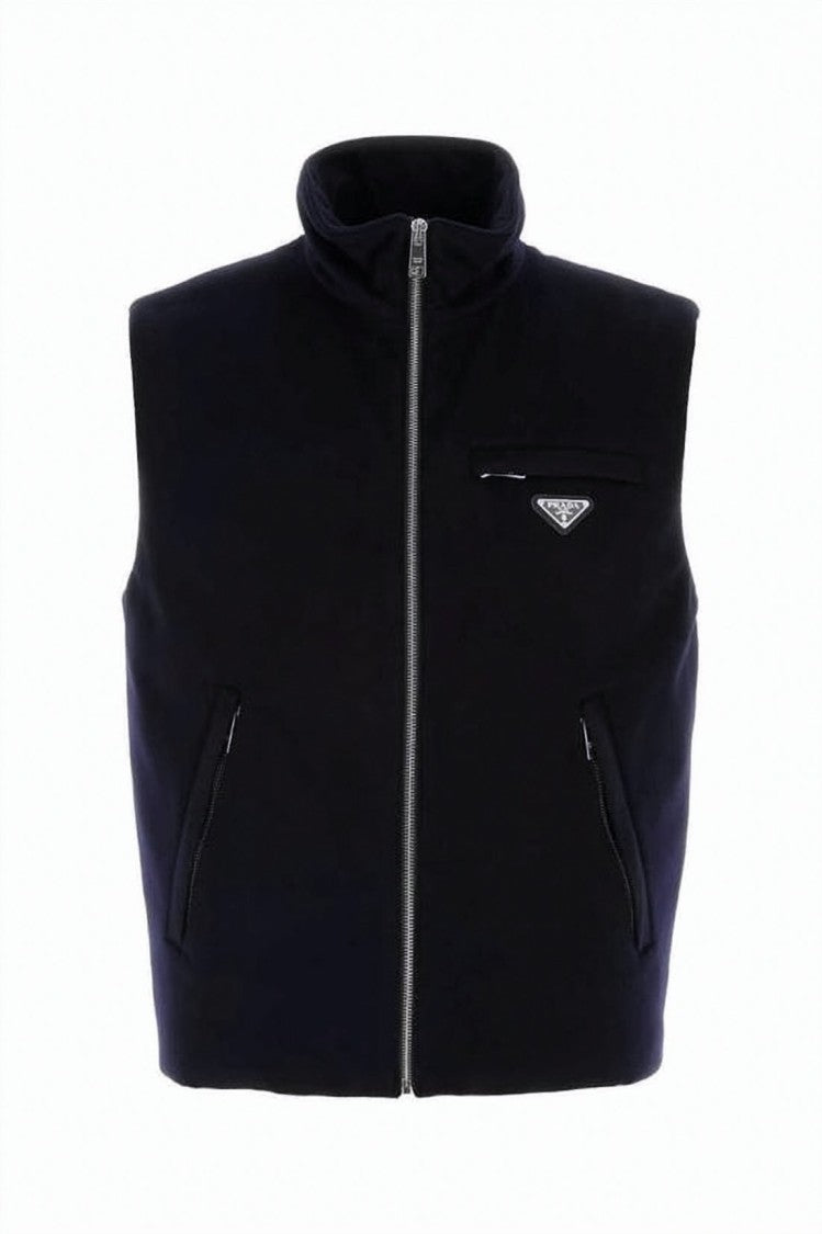 Prada Cashmere Vest With High Collar And Minimalist Design