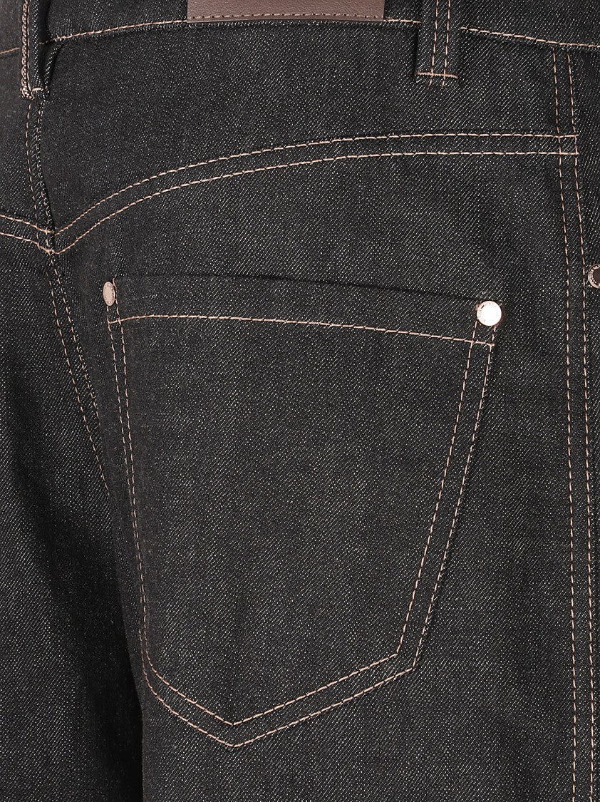 Brunello Cucinelli Wide-Leg Cropped Trousers With Five-Pocket Styling And Contrast Stitching