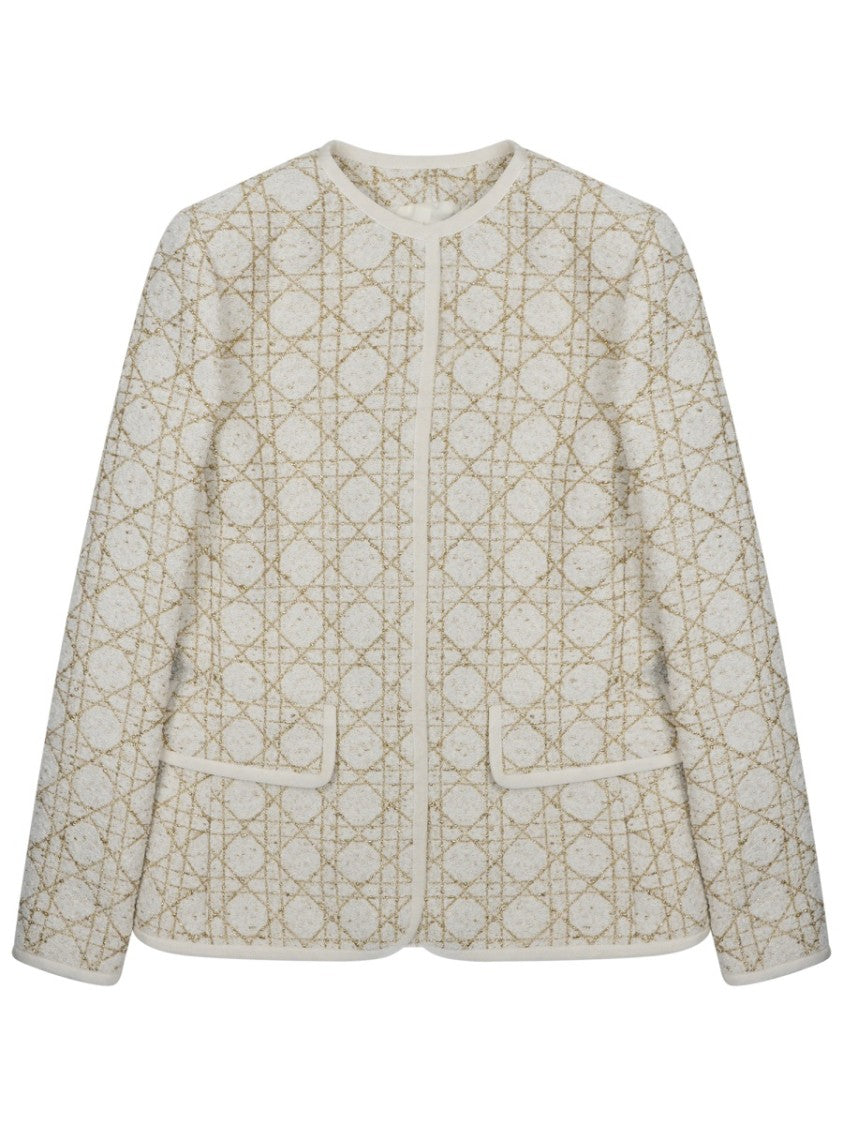Dior Macrocannage Textured Blazer With Geometric Pattern