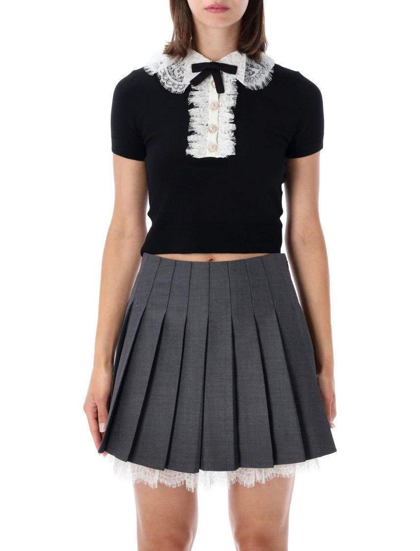 Self-Portrait Lace Detail Knit Top