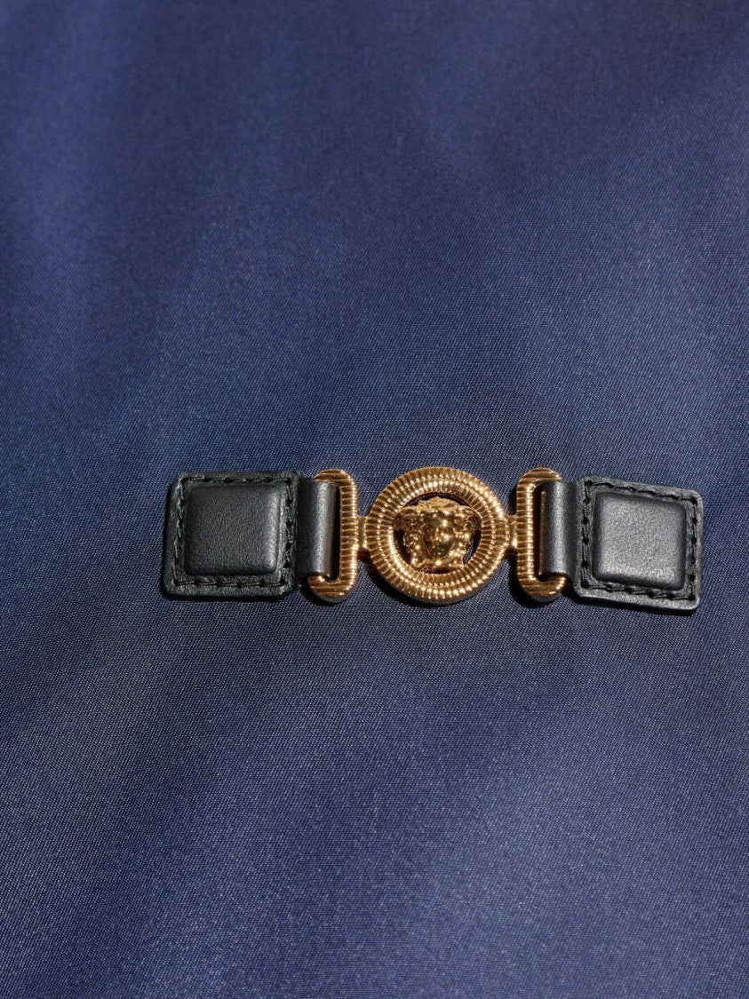 Versace Navy Blue Logo Patch Hooded Jacket