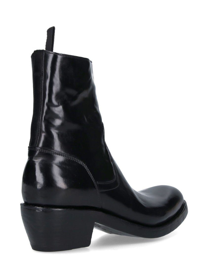 Premiata Black Leather Pointed Zip Ankle Boots
