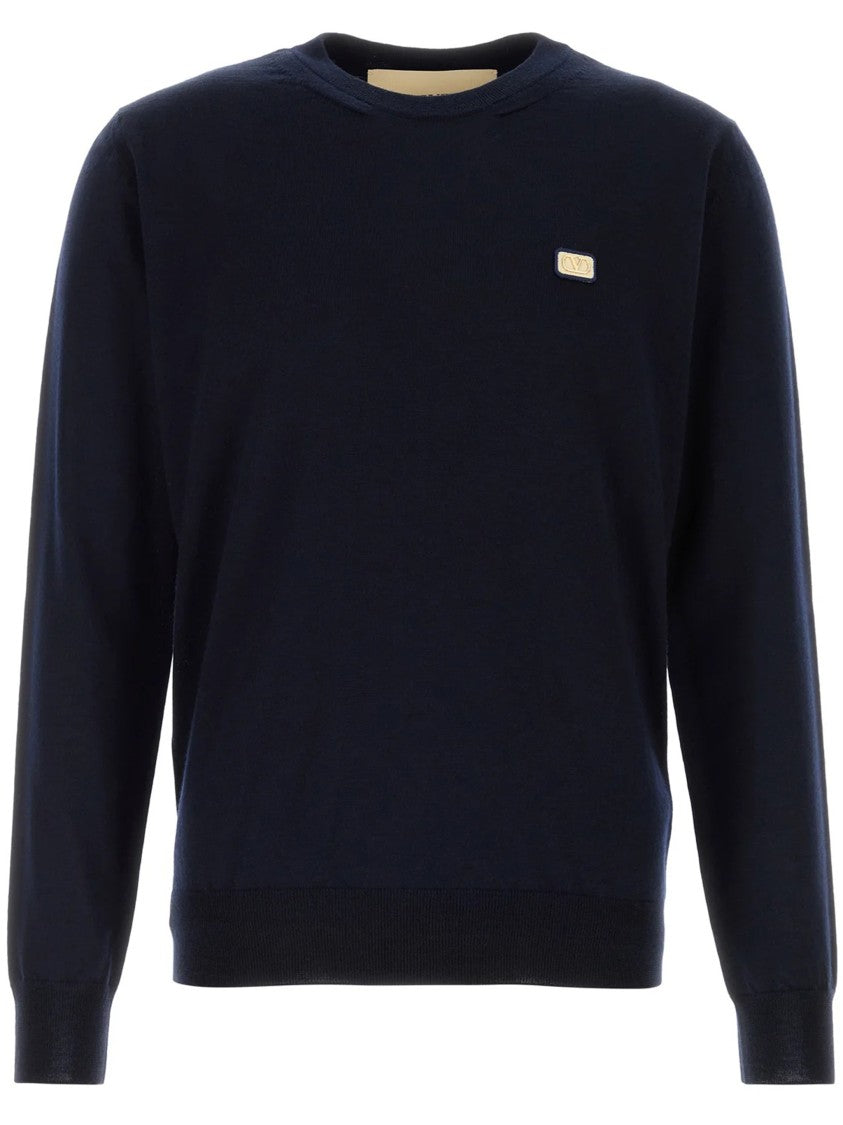 Valentino Dark Navy Logo Patch Sweater