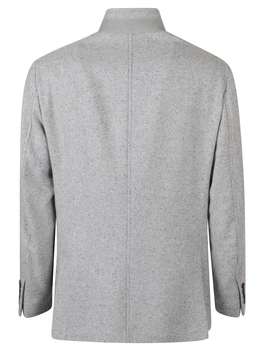 Eleventy Tailored Grey Jacket With High Collar