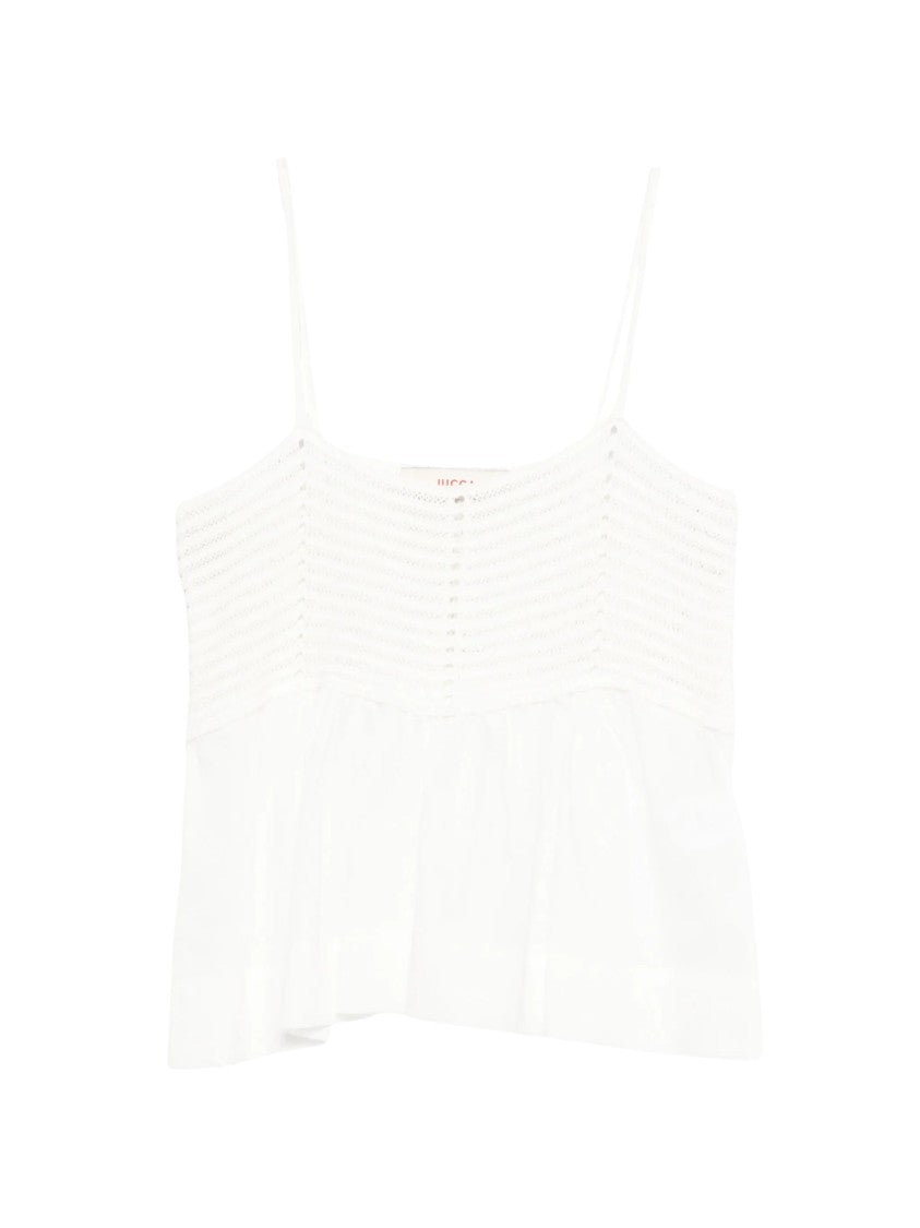 Jucca White Crochet Spaghetti Strap Tank Top