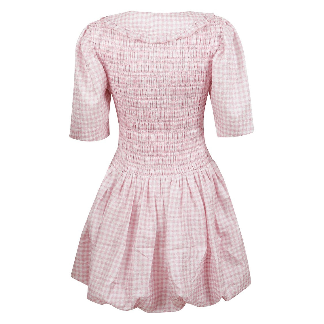 Ganni Short-Sleeved Checked Mini Dress