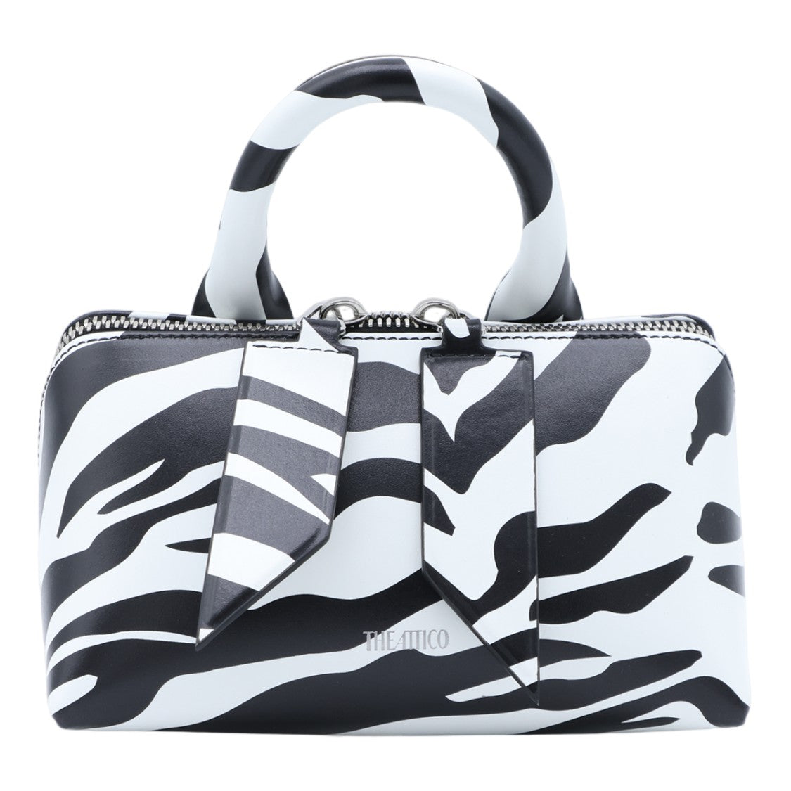 The Attico Structured Zebra Print Handbag With Detachable Strap