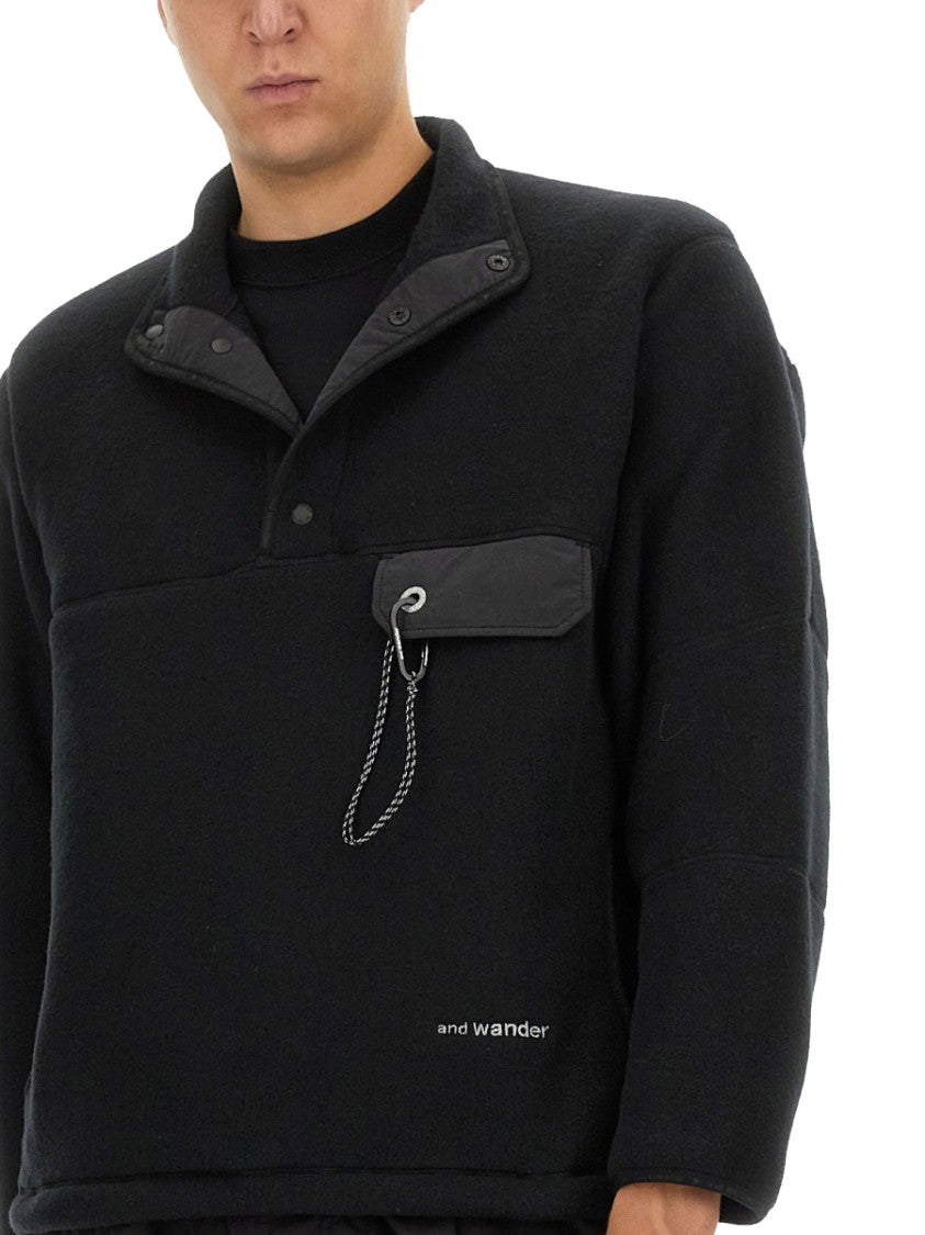 And Wander High-Collared Fleece Pullover With Textured Finish