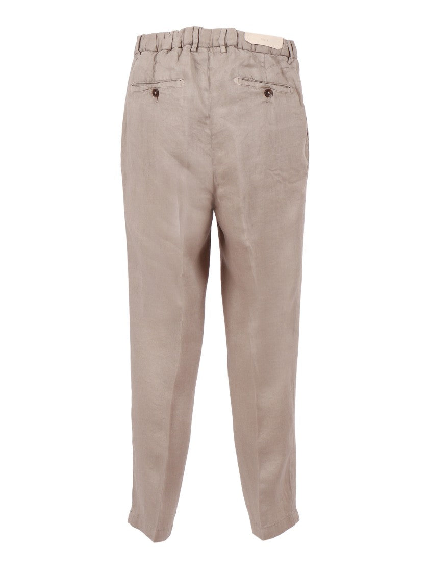 Briglia Linen Tapered Drawstring Straight-Leg Pants