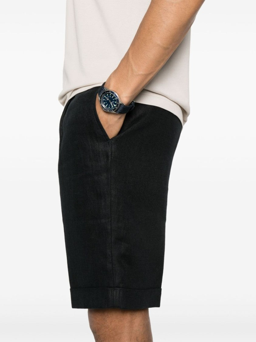 Peserico Pressed-Crease Linen Shorts