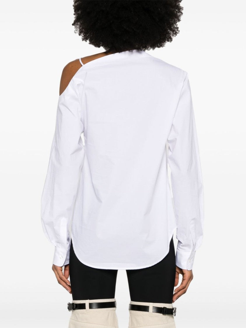 Coperni Asymmetrical White Top With Off-Center Button