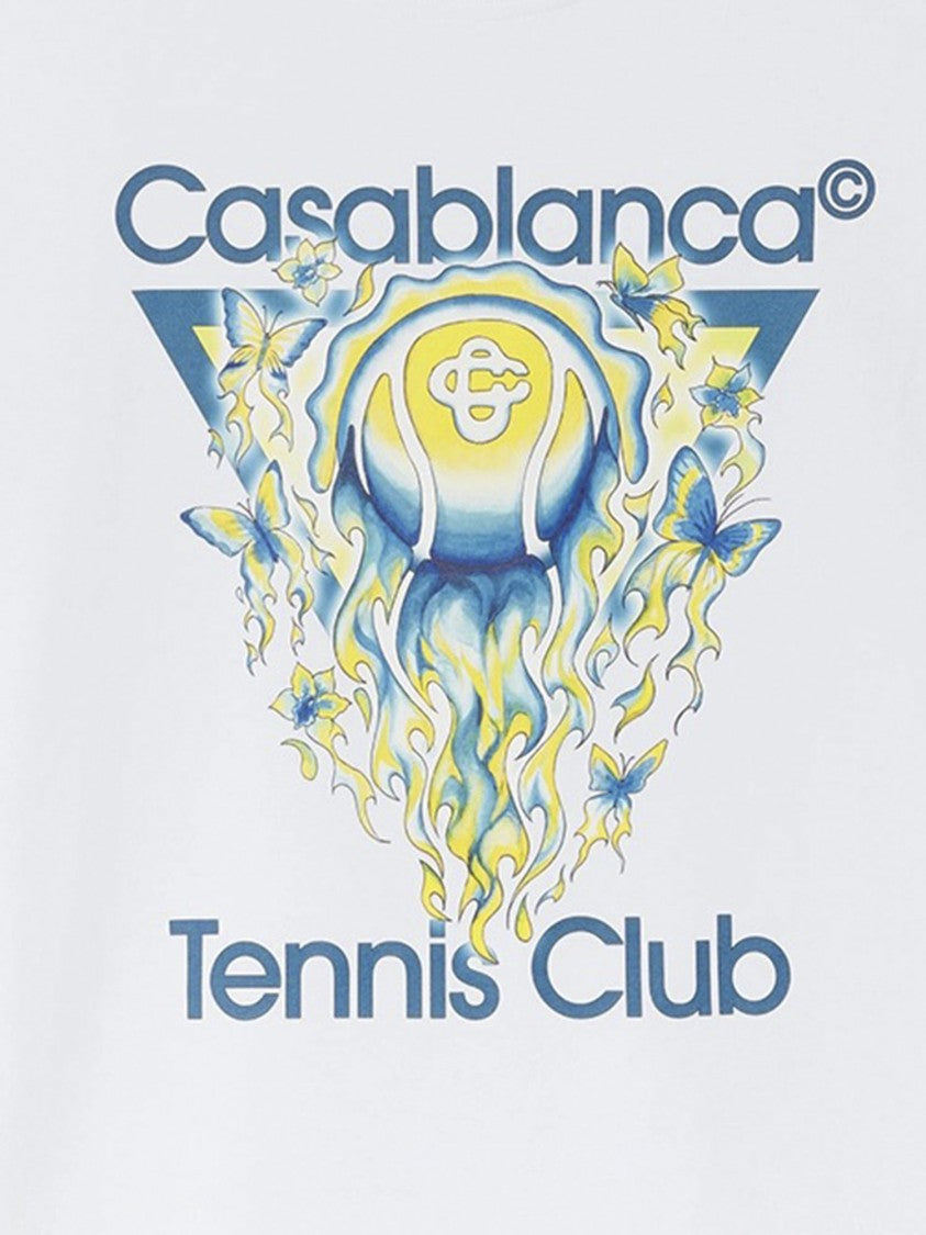 Casablanca Round Neck Cotton T-Shirt With Vibrant Logo Print