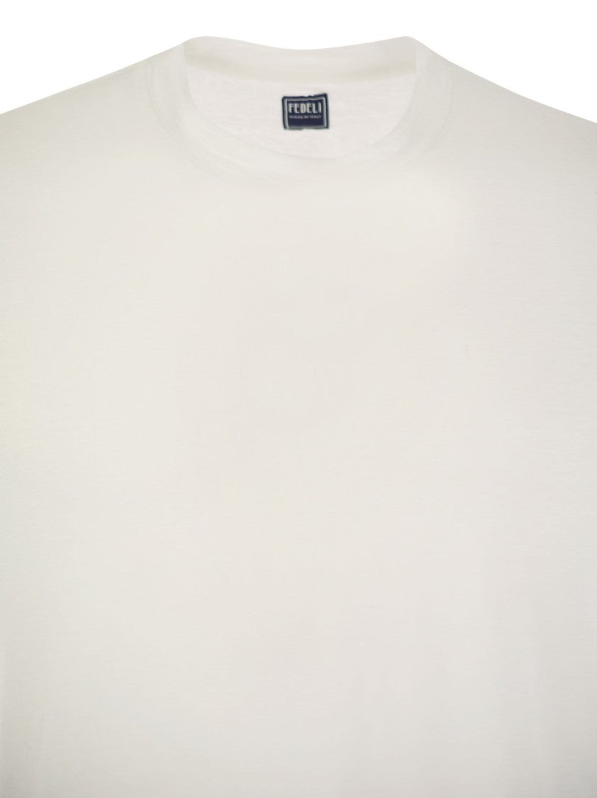 Fedeli Garment-Dyed Linen And Elastane T-Shirt