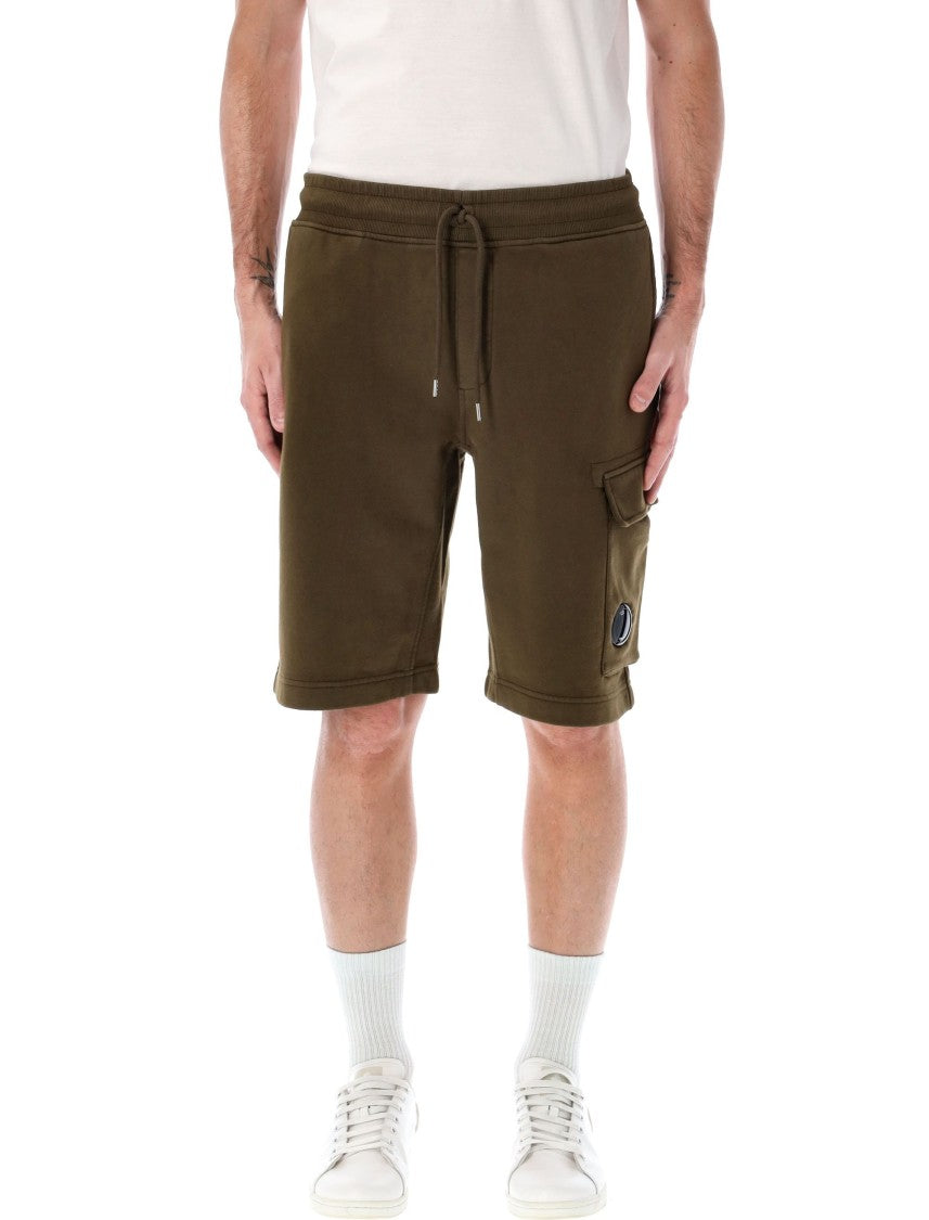 C.P. Company Cotton Diagonal Fleece Logo Shorts