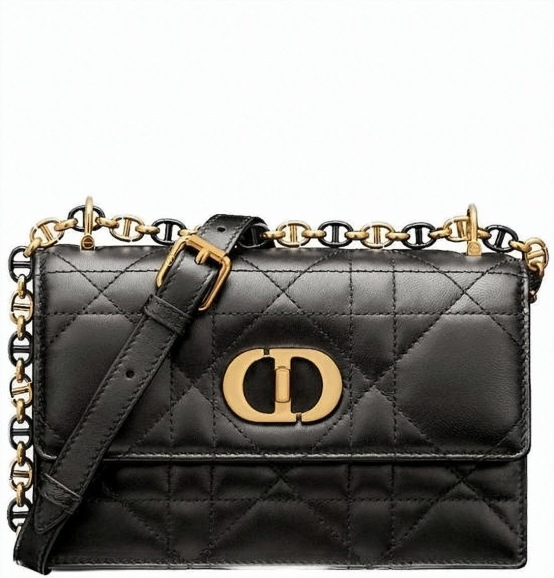Dior Quilted Lambskin Shoulder Bag With Gold-Tone Logo