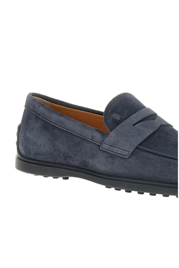 Tod's Blue Gomma 78L Suede Penny Loafers