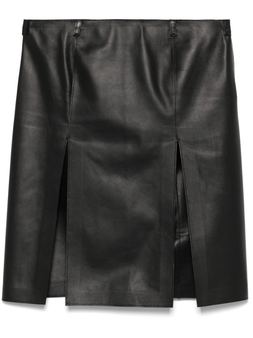 The Attico Black Tailored Fit Leather Skirt