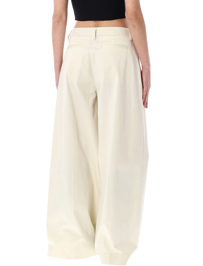 The Latest Deva Wide Leg Cotton Tailored Trousers
