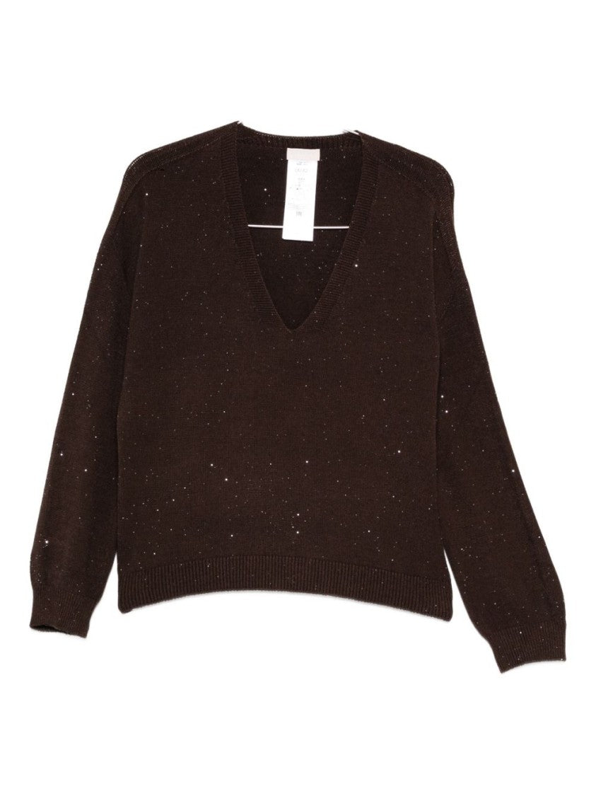 Liu Jo Speckled Knit Sweater With V-Neckline