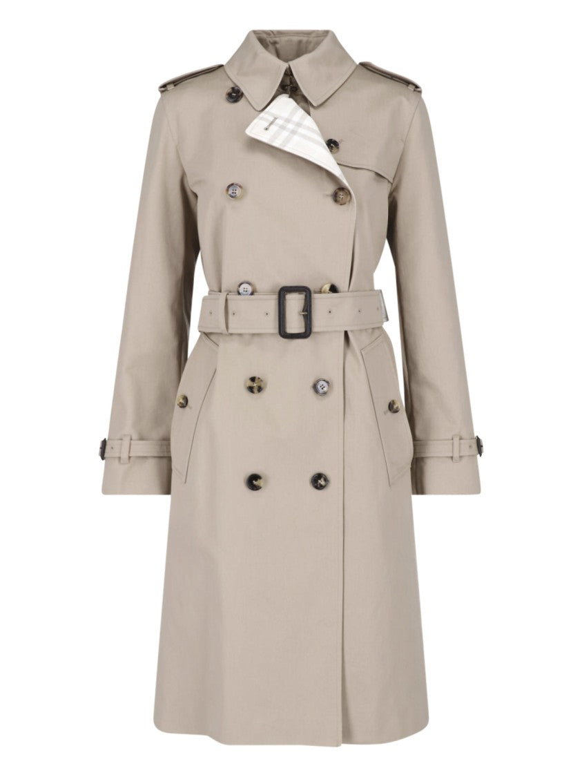 Burberry Beige Double-Breasted Cotton Trench Coat