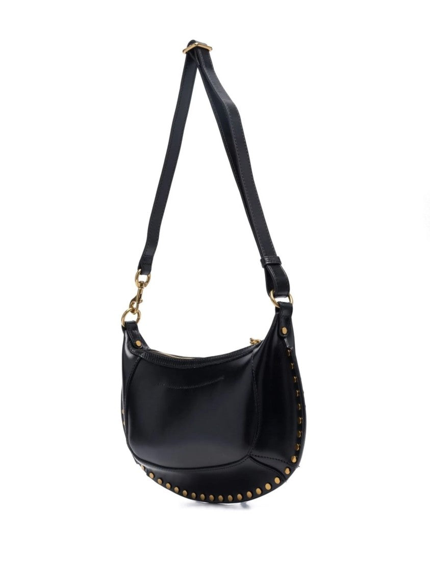 Isabel Marant Crescent-Shaped Black Calf Leather Oskan Moon Shoulder Bag