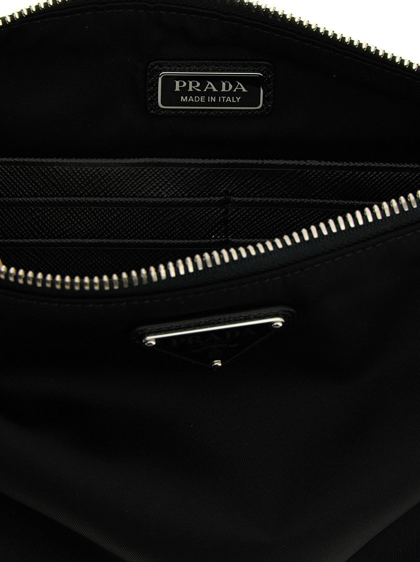 Prada Rectangular Pochette In Smooth Re-Nylon With Metal Logo