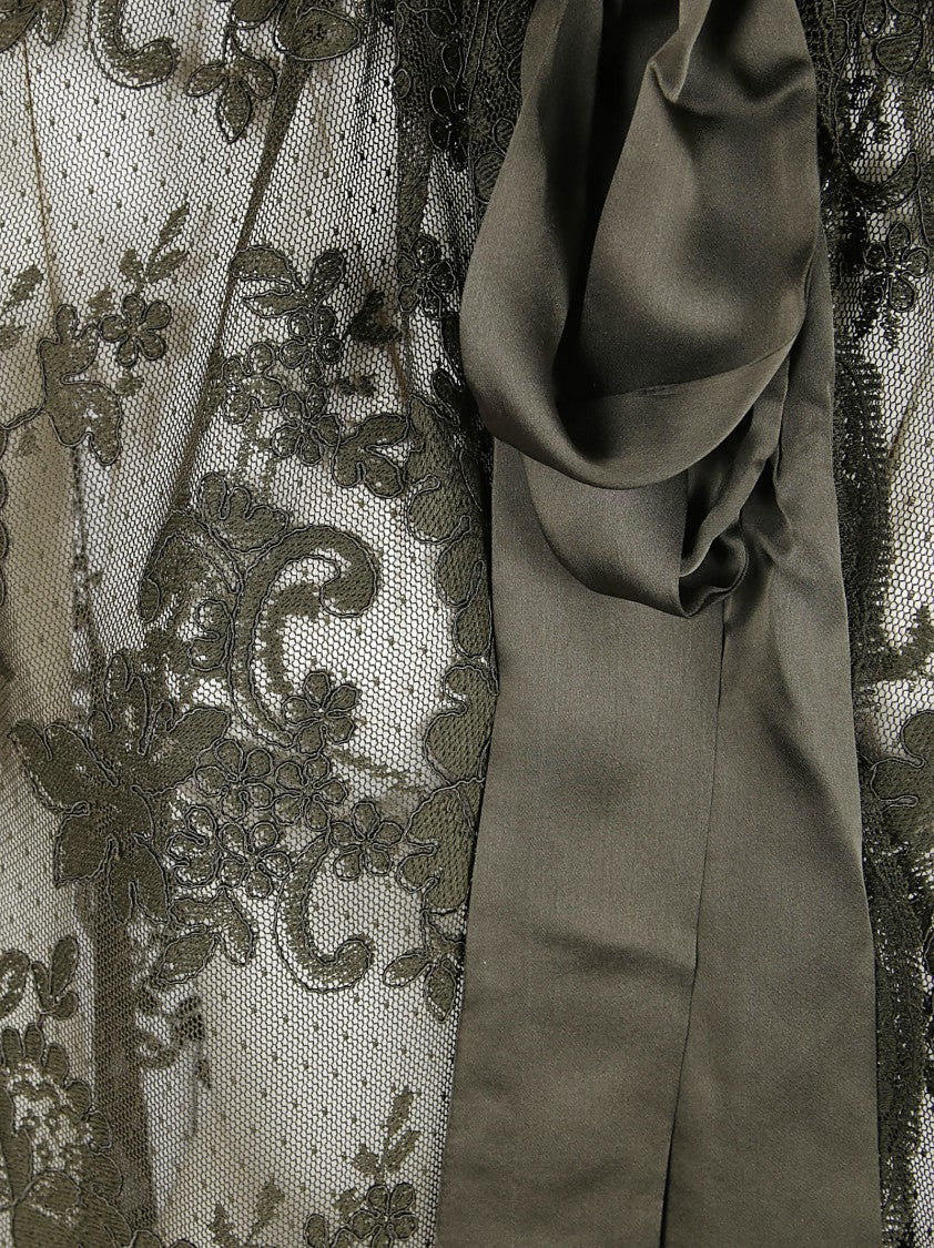 Zimmermann Sheer Floral Lace Cape With Satin Bow Detail