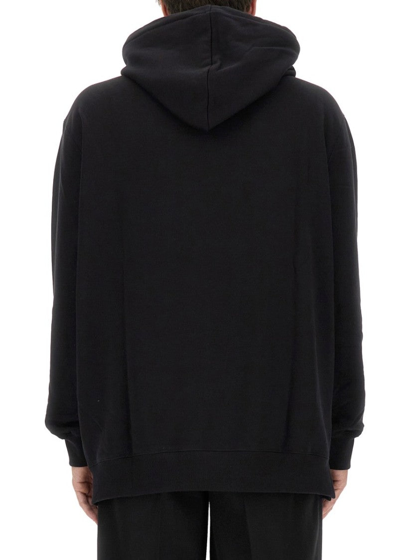 Lanvin Black Cotton Sweatshirt With Iconic Logo Design