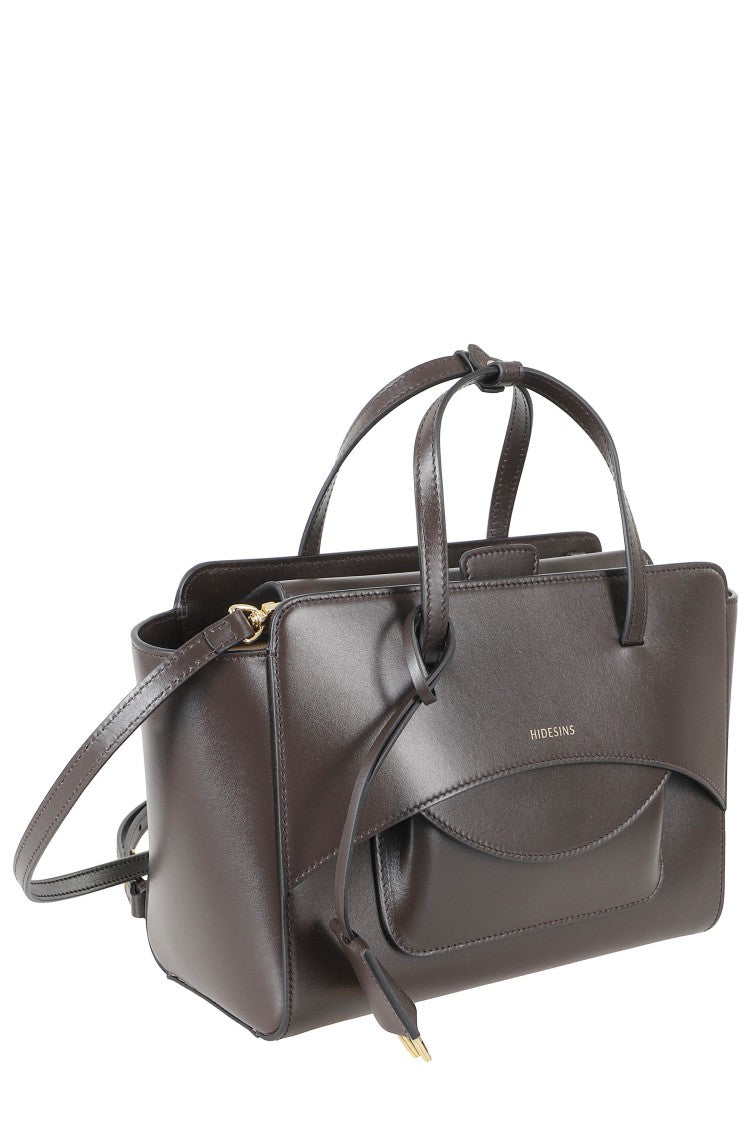 Hidesins Brown M Premiere Double Top Handle Leather Handbag