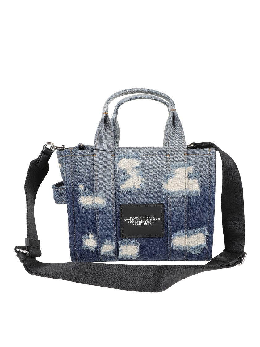Marc Jacobs Distressed Denim Tote With Bold Lettering