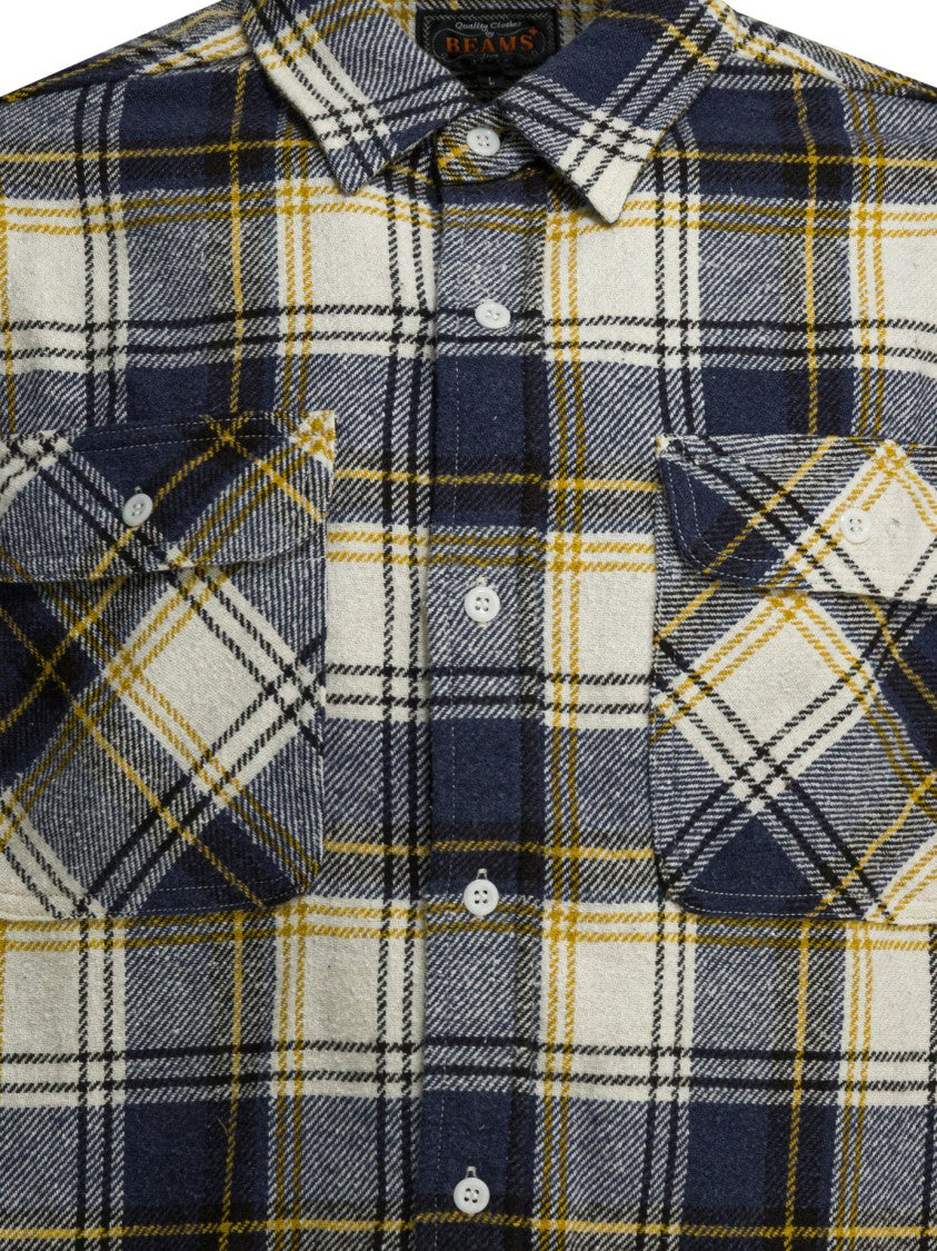 Beams Plus Plaid Cotton-Polyester Blend Casual Shirt