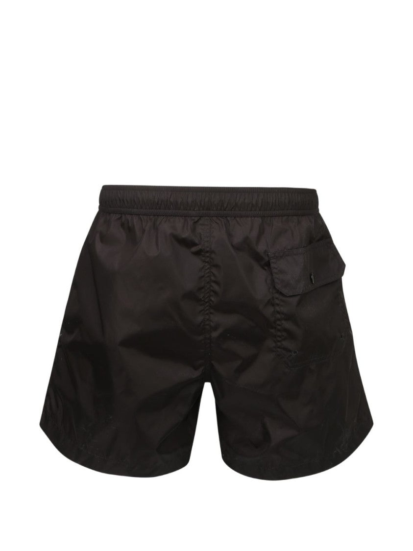 Moncler Black Sporty Elastic Waistband Striped Shorts