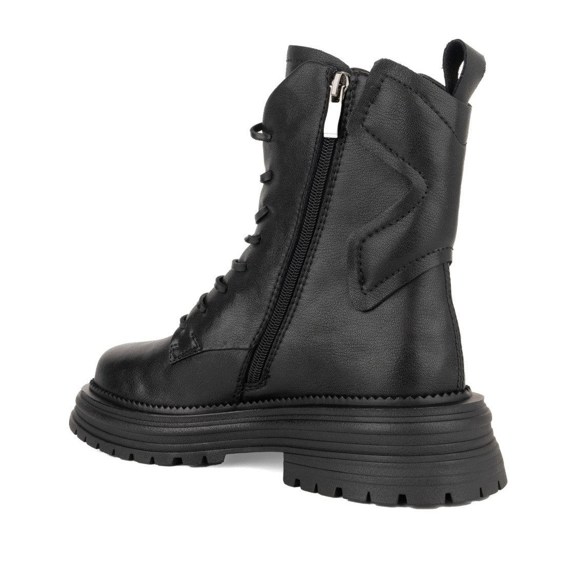 Linda Baumann Black Minimalist Rugged Sole Leather Ankle Boots